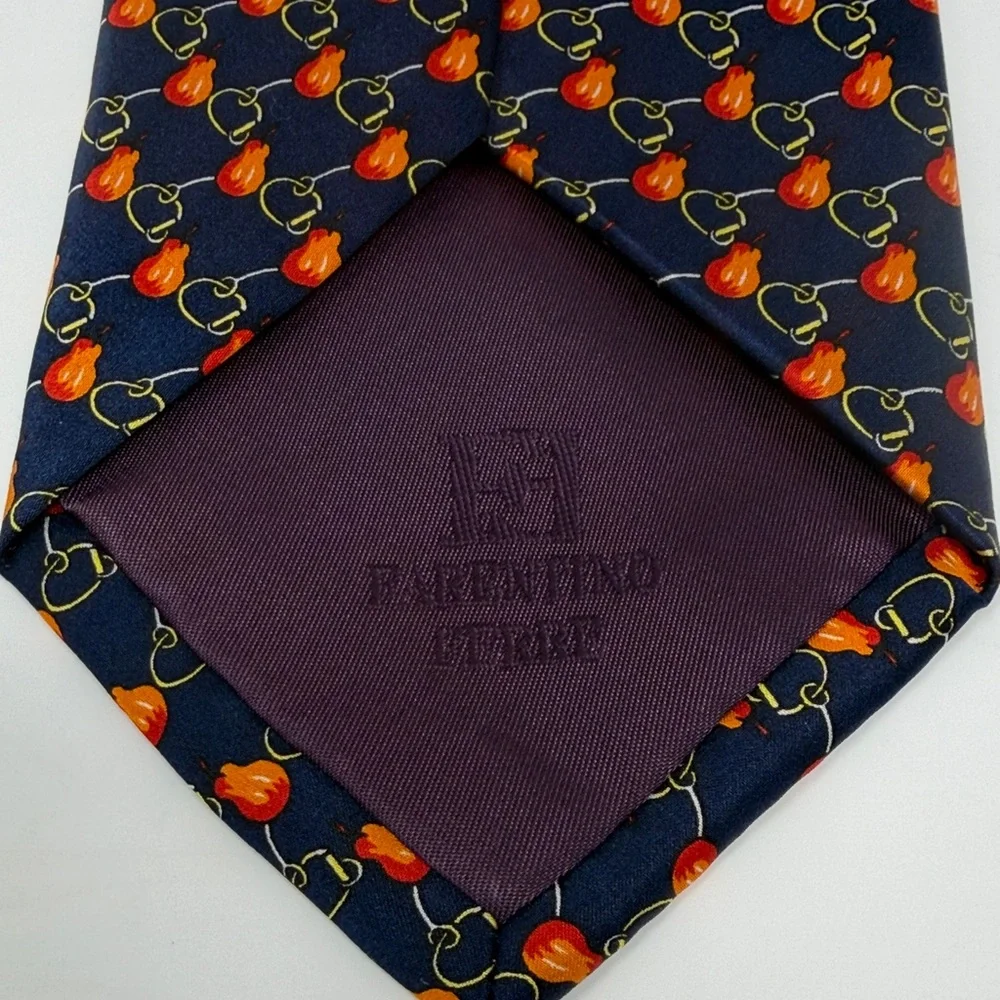 Farentino Ferre Navy Pear Patterned Tie Made In Italy OS